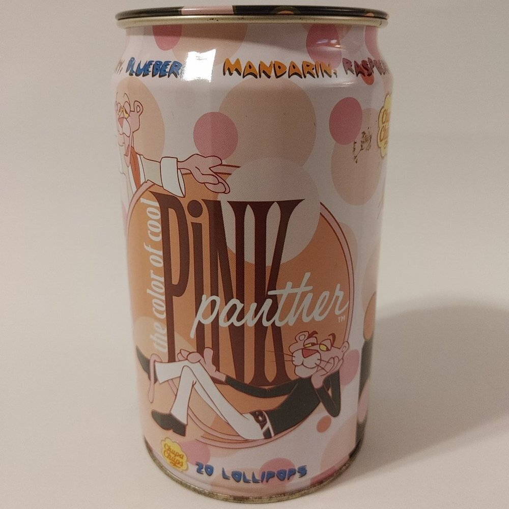FUN RETRO PINK PANTHER CHUPA CHUPS Lollipop Tin 1999 Bright Graphics EMPTY